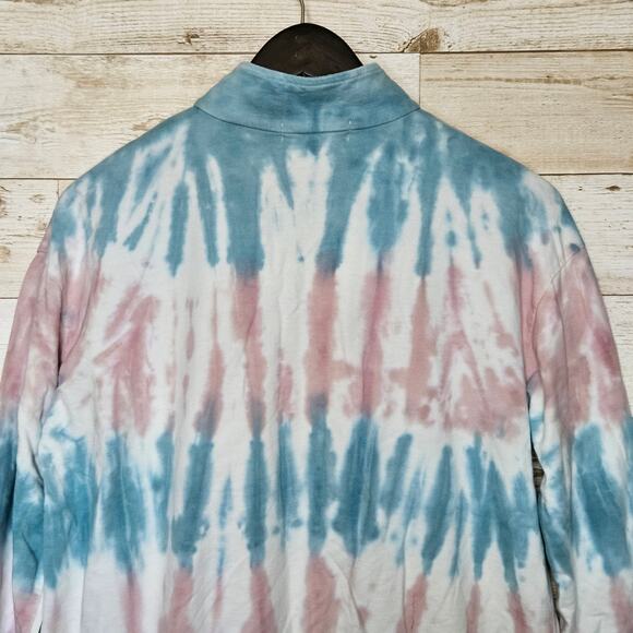 C&C California Womens 1/4 Zip Tie Dye Sweatshirt Beach Fleece 80s 90s Boho Top M - Picture 9 of 16